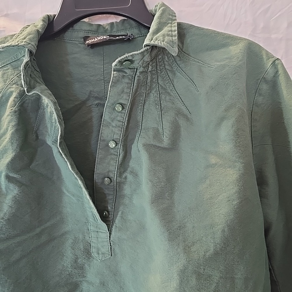 Tuckernuck Pomander Place Polly Shirt Dress Green Boxy Long Sleeve Buttons Sz M - Picture 3 of 15